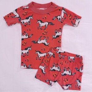 Hanna Andersson Short Johns Girls 3T 90 cm Unicorn Race Pajamas Organic Cotton